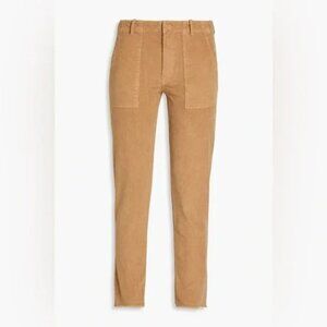 Nili Lotan Jenna Cropped Cotton Blend Corduroy Slim Leg Pants Khaki Size 4